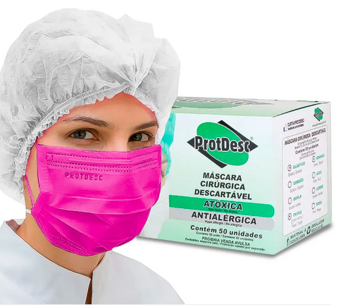 Triple Pink Disposable Mask with 50 Units - ProtDesc 