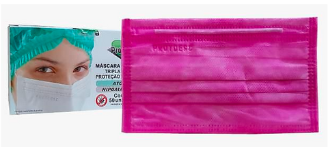 Máscara Descartável Tripla Pink C/50 Unidades - ProtDesc