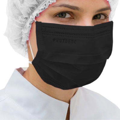 Máscara Descartável Tripla Preta C/50 Unidades - ProtDesc