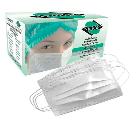 Máscara Descartável Tripla Branca C/50 Unidades - ProtDesc