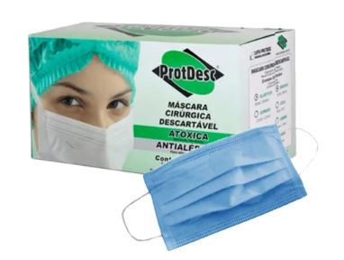 Máscara Descartável Tripla Azul C/50 Unidades - ProtDesc