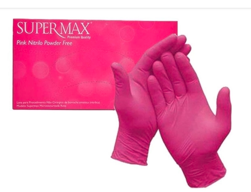 Luva de Procedimento  Pink Rosa Nitrilo CX 100 Unidades